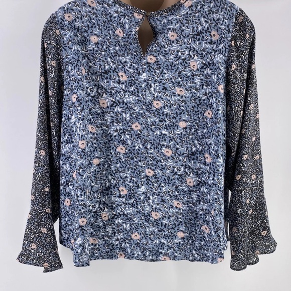 LOFT | Women’s blue grey pink floral tunic‎ | flowy | 100% Polyester | Medium | - Picture 2 of 9